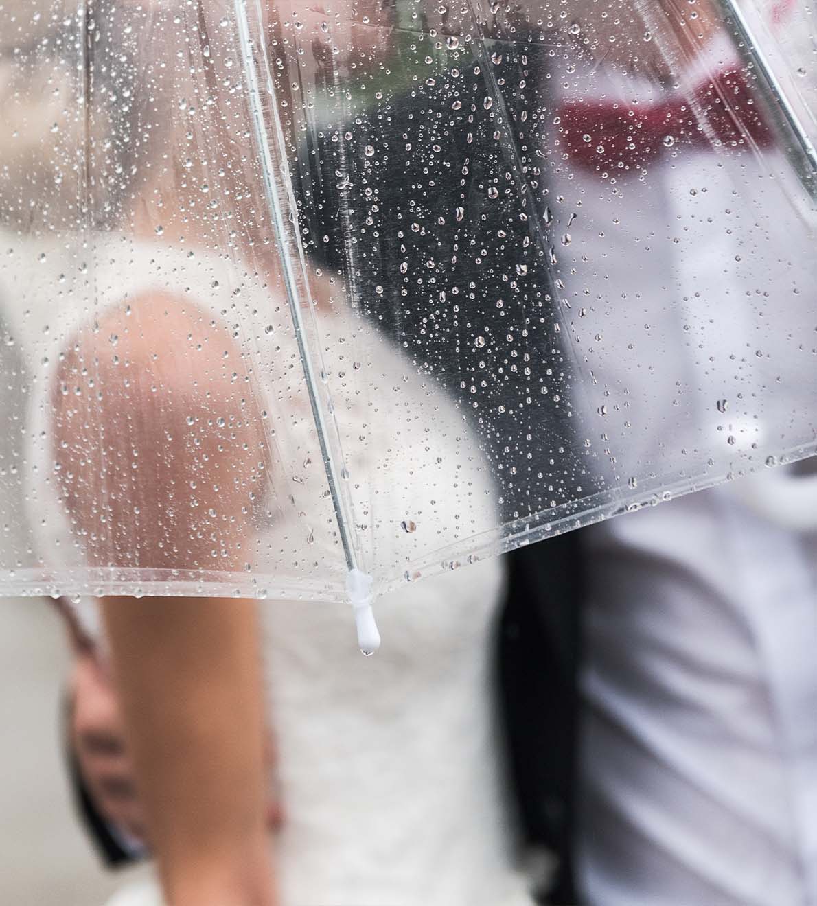 Image of a wet umbrella, representing the contingency plans for wet weather at weddings, a topic addressed in the FAQs on Ash Reynolds' site.